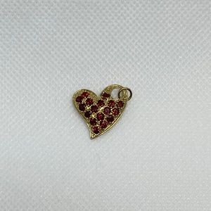 Solid 10kt yellow gold ruby stone heart pendant